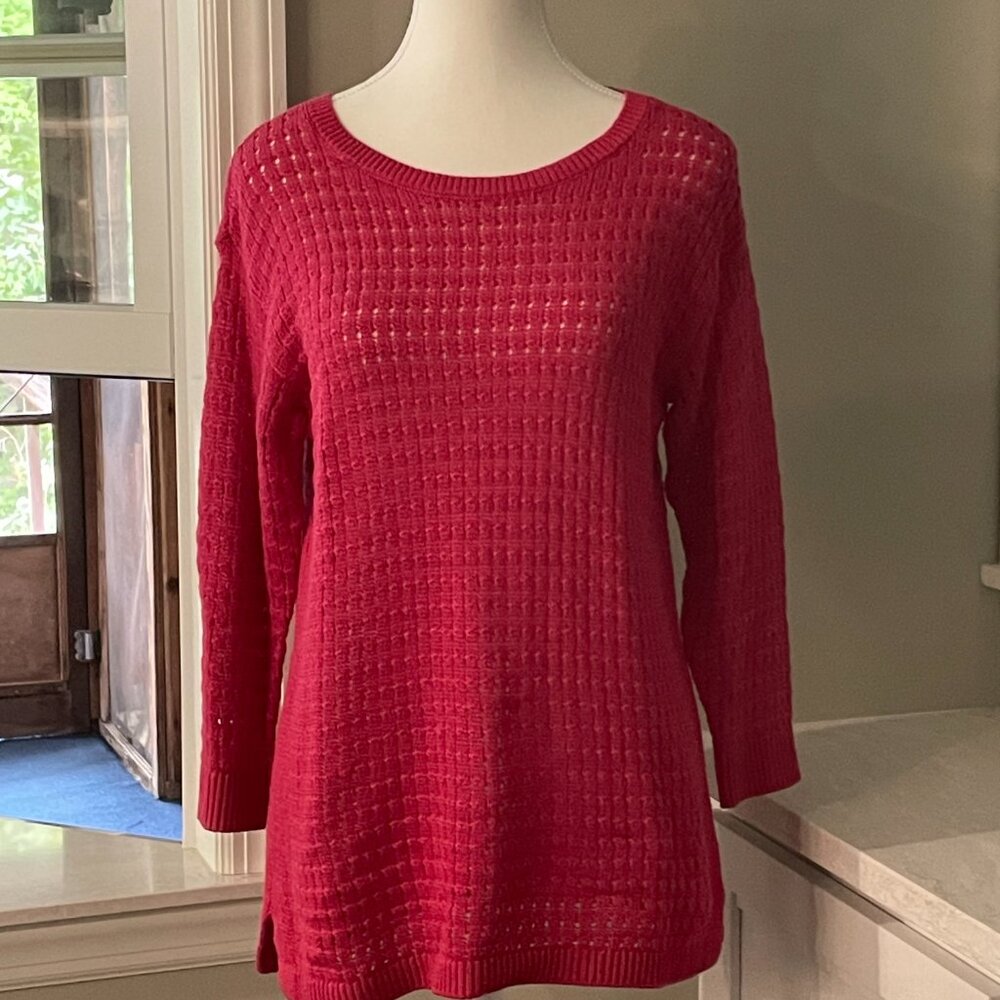 Talbots Magenta Cotton Loose-knit Sweater - PS